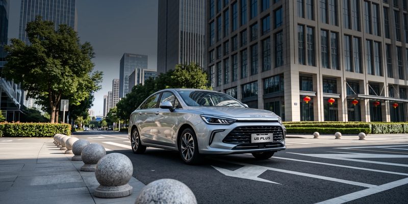 BAIC U5 Plus на городской улице, вид спереди